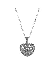 Sterling Silver April Birthstone Cubic Zirconia Filigree Heart Pendant/Necklace 18 Inches 925 Silver Chain