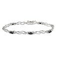 Sterling Silver Genuine Sapphire Stone Double Oval Link Bracelet w/ Diamond-Accent, 7.25"