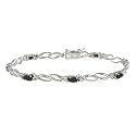 Sterling Silver Genuine Sapphire Stone Double Oval Link Bracelet w/ Diamond-Accent, 7.25"