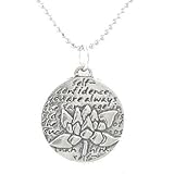 Small Round Reversible Lotus Flower Pendant with Words of Inspiration on an 18