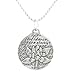 Small Round Reversible Lotus Flower Pendant with Words of Inspiration on a 16" Rhodium Diamond Cut Ball Chain, #8227
