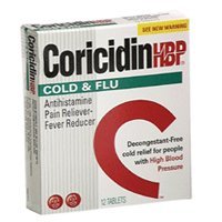 Coricidin HBP Cold & Flu Tablets for People with High Blood Pressure - 12 Ea/ Pack, 2 Packs