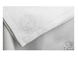 ArtisanStreet's White Star of David Napkin Set. Hem Stitch White Napkins with Embroidered Star in Corner.