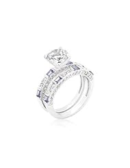 Clear and Tanzanite CZ Ring Set