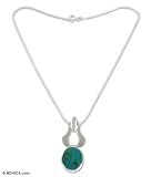 Chrysocolla necklace, 'Flourish' 15.4 L