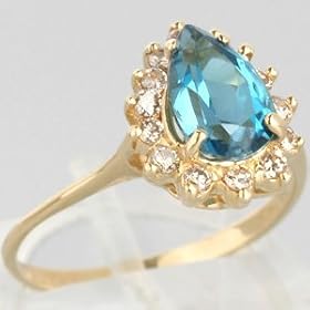 14K Yellow Gold Topaz and Diamond Ring - OldCities Estate Jewelry by