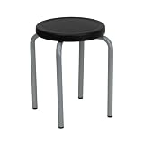Flash Furniture Stackable Stool with Black Seat and Silver Powder Coated Frame