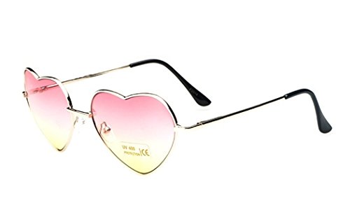 Flowertree Women's S014 Heart Aviator 55mm Sunglasses
