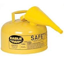 Eagle UI-20-FSY Type I Metal Safety Can with F-15 Funnel, Diesel, 11-1/4" Width x 9-1/2" Depth, 2 Gallon Capacity, Yellow