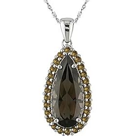 14k White Gold Smoky Quartz Citrine Necklace by Amour