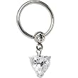 14 Gauge Clear Cubic Zirconia Heart Captive Ring