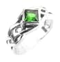 Sterling Silver Green Crystal Celtic Knot Ring(Sizes 4,5,6,7,8,9)