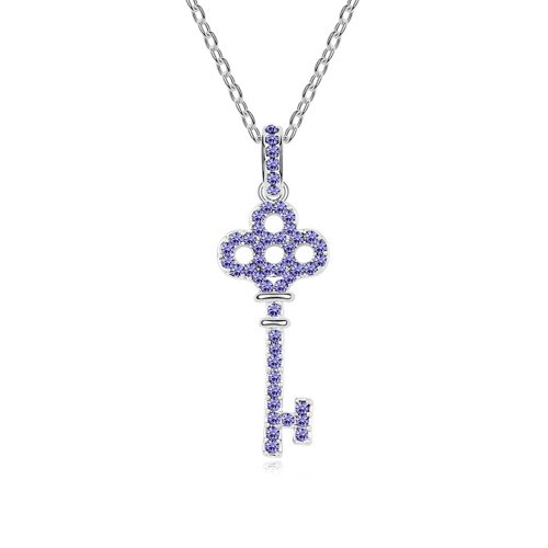 Beautiful Neckalce Swarovski Elements Austrian Crystal Sweet Love Key With Shinning Crystal Necklace