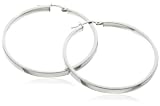 9ct White Gold MN50 Rectangular Tube Creole Earrings