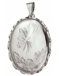 Silver 37x28mm engraved twisted wire edge oval Locket
