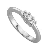 14K White Gold Three Stone Round Diamond Engagement Ring