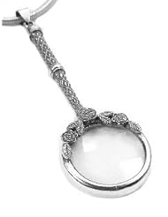 Sterling Silver Rose Real MAGNIFYING GLASS Pendant