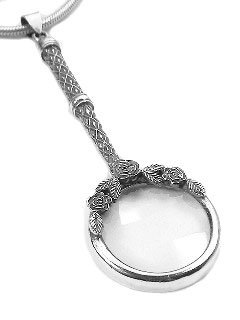 Sterling Silver Rose Real MAGNIFYING GLASS Pendant