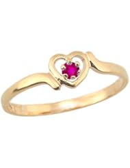 14K Gold 3 1/2 Childrens Genuine July Birthstone Ring - Ruby