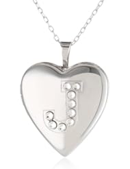 Momento Lockets Silver Swarovski Crystal Initial H Locket Necklace, 18"
