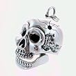 Large Three Dimensional Skull Pendant with Moveable Jaws in Sterling Silver, #11447