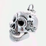 Large Sterling Silver Moveable Skull Pendant, #11447