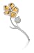 Garavelli Diamond & Citrine 18k White Gold Floral Brooch Pin