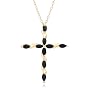 Yellow Gold Overlay Sterling Silver Sapphire Cross Pendant, 18"