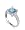 Nickel Free Sterling Silver 10mm Square Shaped Aquamarine Cubic Zirconia Polished Finished 2mm Band Ring Size 5