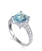 Sterling Silver Band Aquamarine Cubic Zirconia Ring