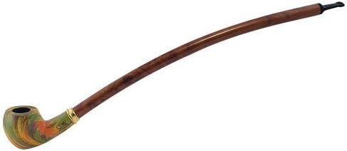 15" Shire Pipes Curved Cherrywood Rainbow Colored Tobacco Pipe w/ Long Stem by Shire Pipes