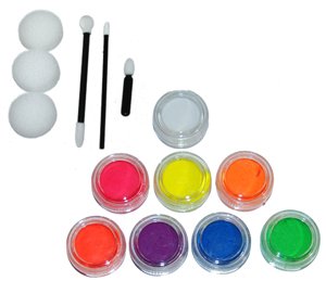 Kustom Body Art 8 Color Fluorescent Face Paint Color Set 10 ml with Applicator Kit