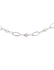 Sterling Silver 18in 8-9mm White & Pink Freshwater Cultured Pearl Necklace.