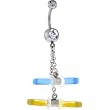 Glowstick Duo Crystalline Gem Chain Dangle Belly Ring