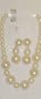 Simulated Graduated Ivory Pearl Short Chain Genuine Gold Plated Necklace Earrings for Women and Teens