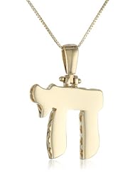 Italian 14k Gold High Polished "Chai" Pendant Necklace, 18"
