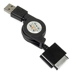 Retractable 2-In-1 2.0 USB Data Hotsync & Charging Cable For Sandisk Sansa e200, e250, e260, e270, e280, e200R, e250R, e260R, e270R, e280R c200