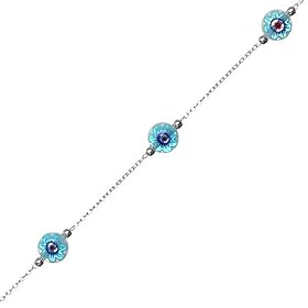 Sterling Silver Triple Blue Evil Eye Murano Glass Anklet 9in-10in Sterling Silver Triple Blue Evil Eye Murano Glass Anklet 9in-10in