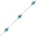 Jewelry : Sterling Silver Triple Blue Evil Eye Murano Glass Anklet 9in-10in