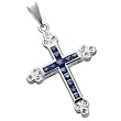 14Kt White Gold Sapphire and Diamond Cross Pendant