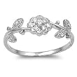 Sterling Silver Ring with Clear CZ - Face Height: 7 mm - Size: 4-11