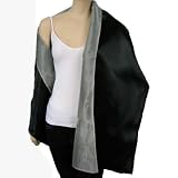 BLACK & SILVER REVERSIBLE ELEGANT SILK SATIN SHAWL WRAP
