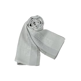 Fendi Zucca Logo Jacquard Silk Long Scarf Gray
