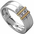 Round Brilliant Cut diamonds, Two Tone 14Kt. Gold. Men's Diamond Ring