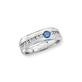 14K White Gold 5/8 ct. Diamond Men's Fashion Ring with Blue Diamond