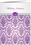 Wedding Invitation - Damask pattern purple with amethyst picture Card