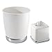 mDesign Wastebasket Trash Can with Facial Tissue Box Cover/Holder, 2 pc Bathroom Accessory Set - White/Chrome