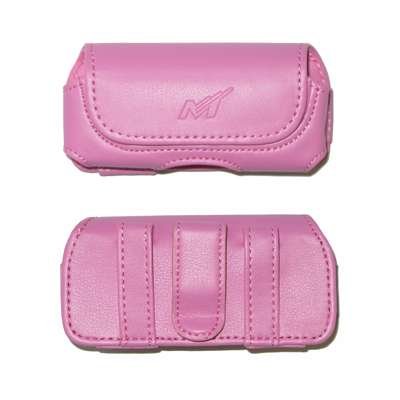 Premium Horizontal Pink Leather Carrying Case Pouch for LG AX585 (Rhythm) / Motorola W385, W490, W510, Z6C, Z6M, Z6TV / Samsung A777, R210, R211, U650 (Sway) / Blackberry Pearl 8100, 8110, 8120, 8130