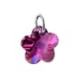Made with Swarovski Elements� Flower Shaped Multi faceted Amethyst Crystal .925 Sterling Silver 0.5" Long Pendant Charm