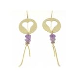 14k Yellow Gold Amethyst Earrings, 2.25